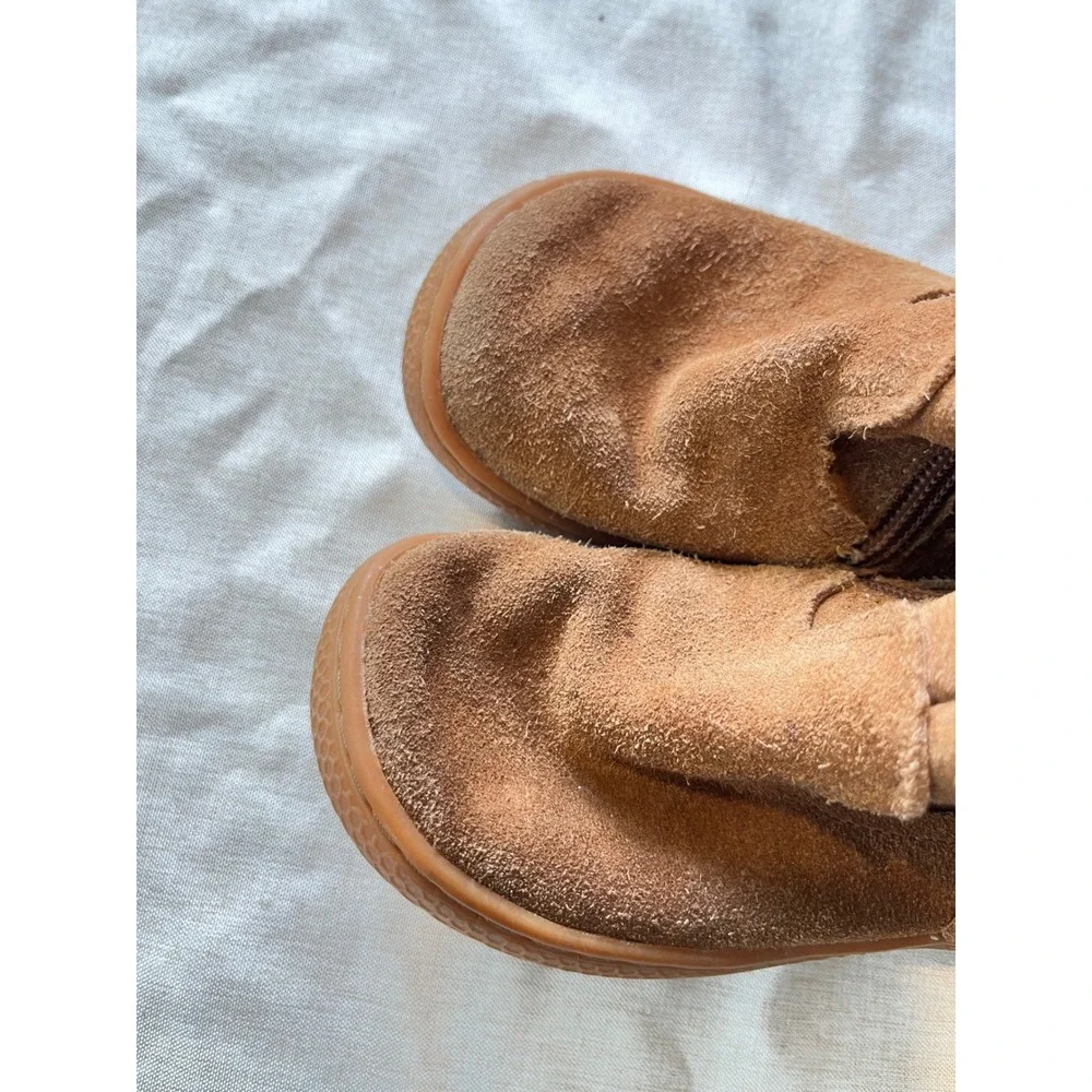 Livie‎ & Luca Kids Tan Suede Fringe Mid-Calf Boots Side Zip Size 9 Brown Boho